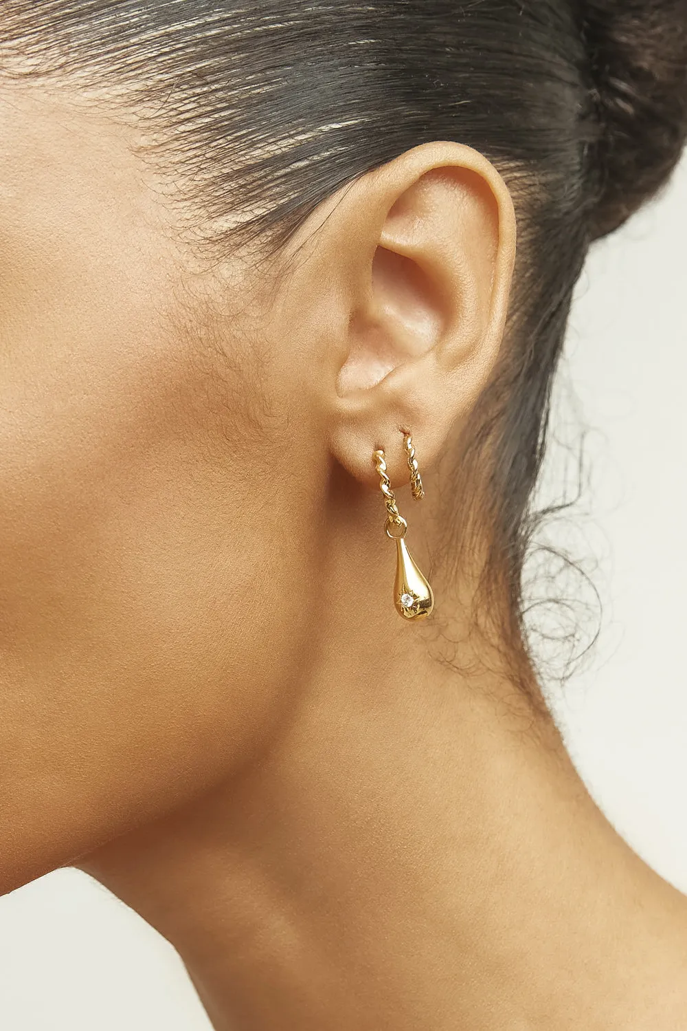 Tear Drop Twist Sleeper Earrings Clear (RRP $179AUD)