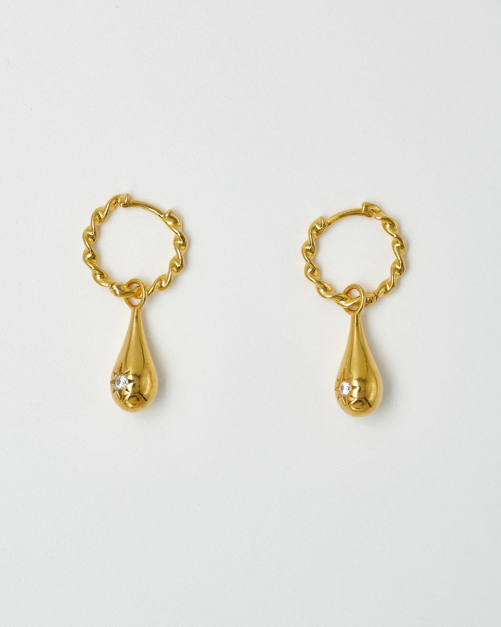 Tear Drop Twist Sleeper Earrings Clear (RRP $179AUD)