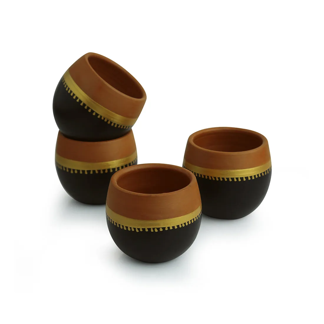 'Terra-Sips' Handpainted Kullads In Earthen Terracotta (Set Of 4)