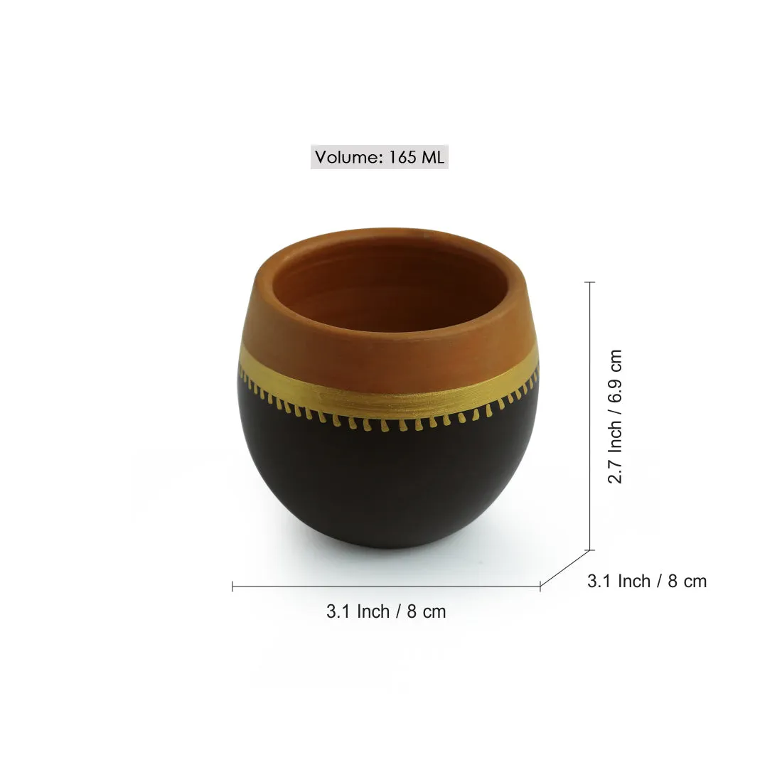 'Terra-Sips' Handpainted Kullads In Earthen Terracotta (Set Of 4)