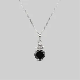 The Sacred Heart Black Spinel Necklace - Silver