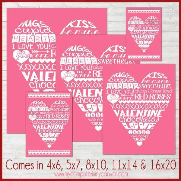 Valentine Heart Subway Art PRINTABLE