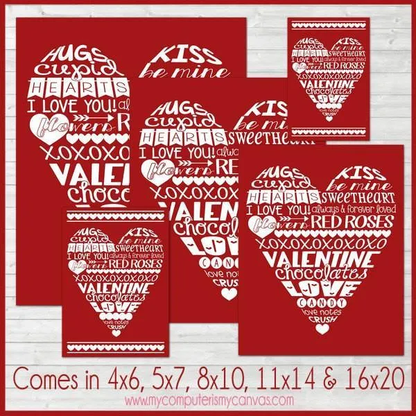 Valentine Heart Subway Art PRINTABLE