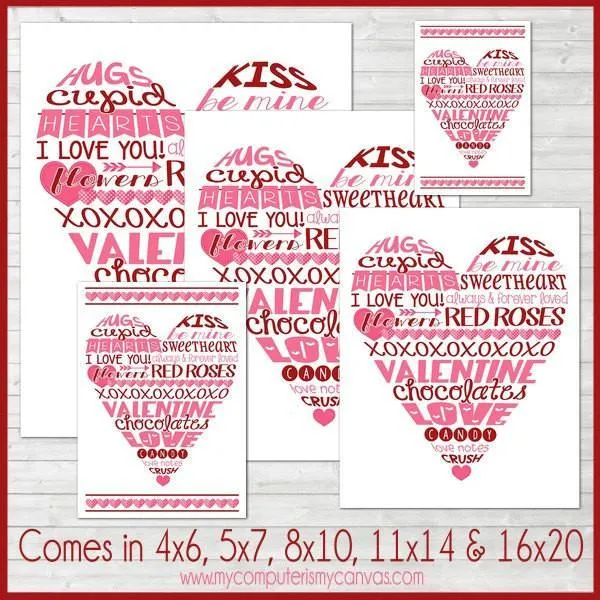 Valentine Heart Subway Art PRINTABLE