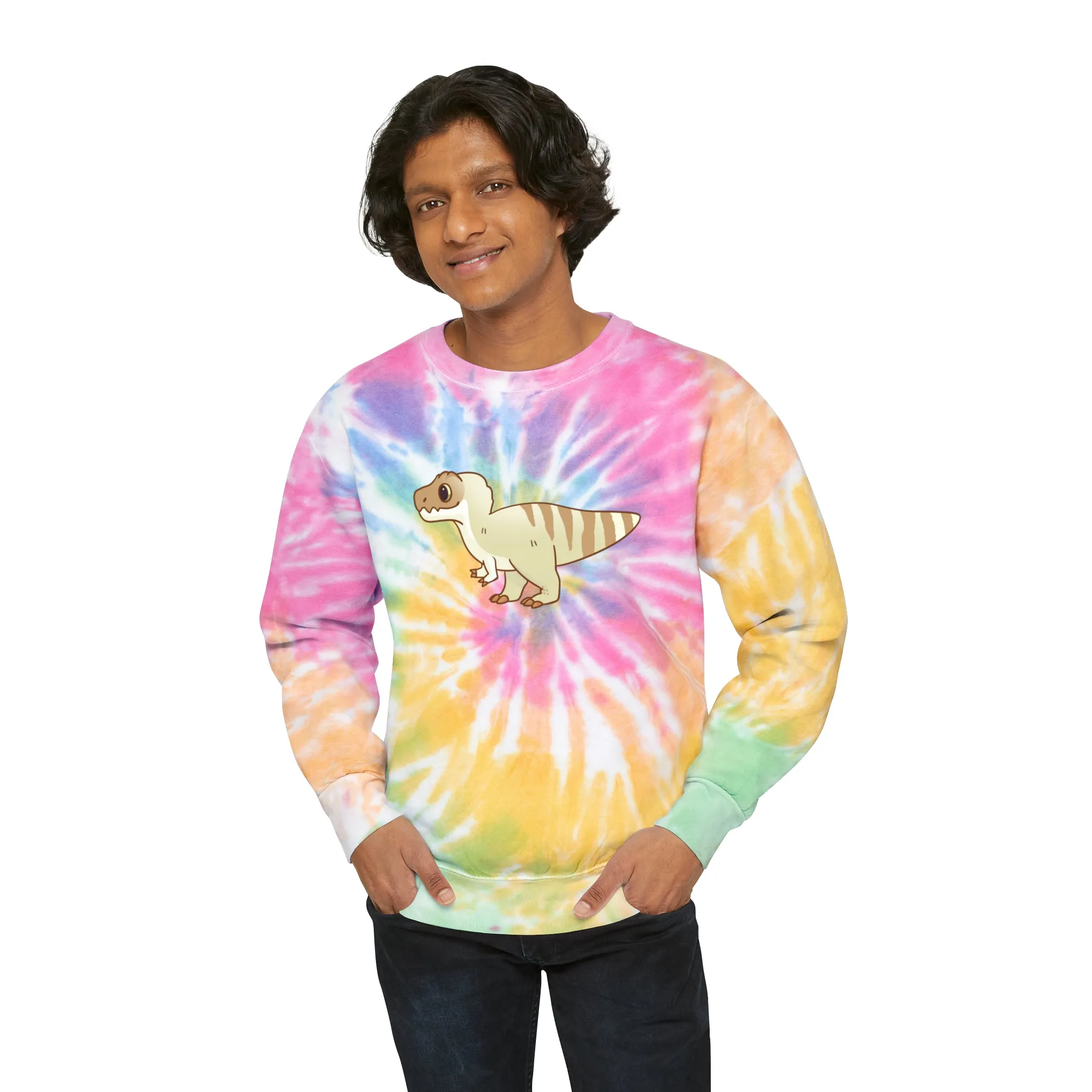 Vanilla Coffee Tyrannosaurus Rex - Unisex Tie-Dye Sweatshirt