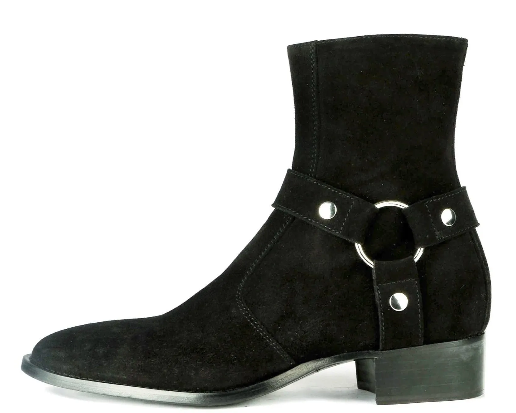 Vincent Harness Zip Boot Black Suede