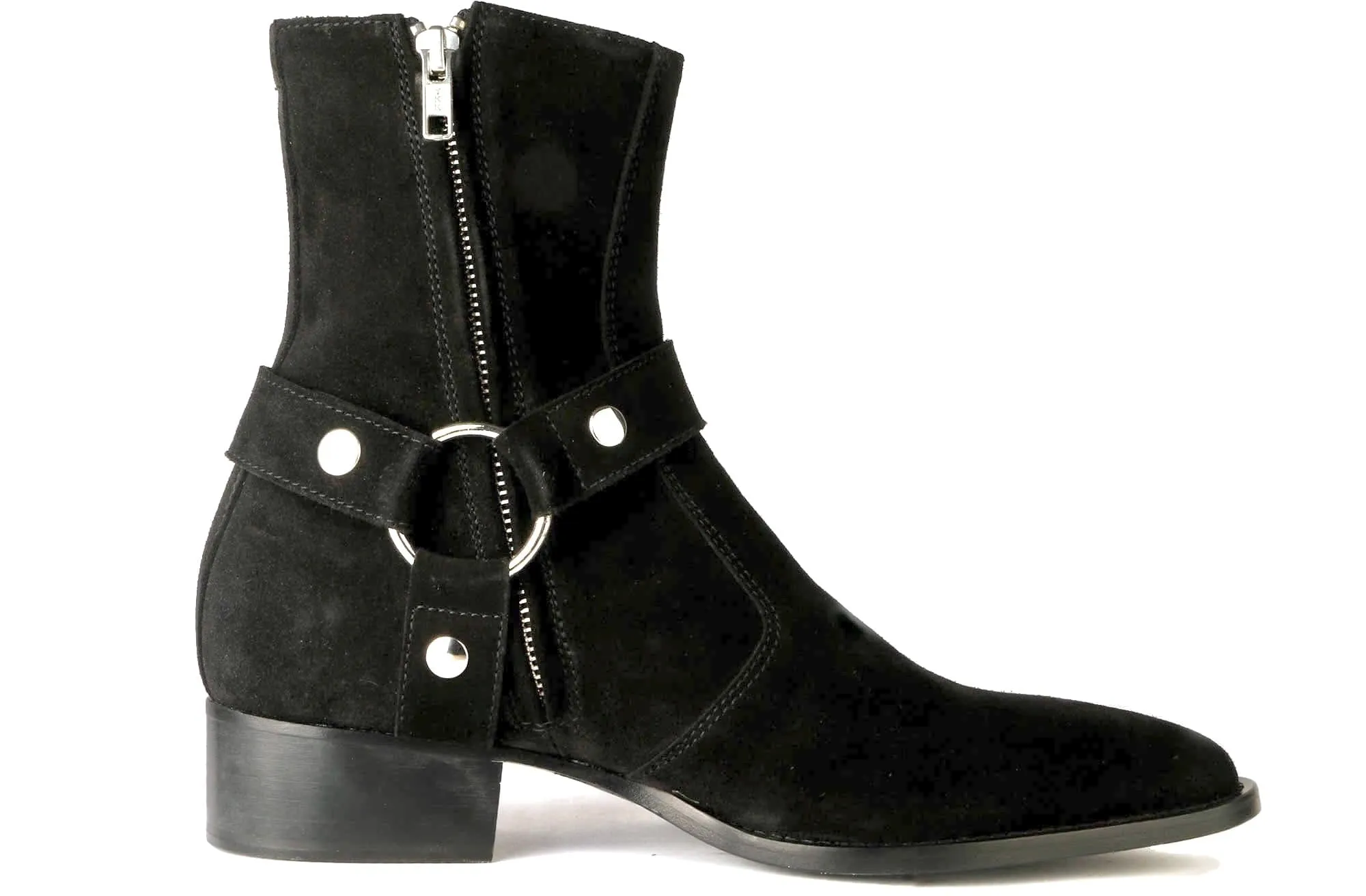 Vincent Harness Zip Boot Black Suede