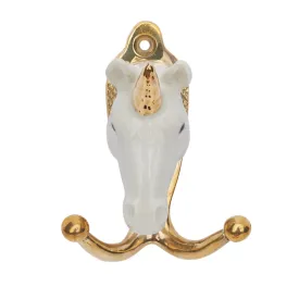 White & Gold Unicorn Head Hook