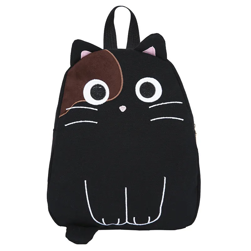 Women's Foreign Trade Bags  New Korean Style Fashionable Backpack Cute Cat Canvas Girls Backpack Student Schoolbag