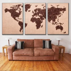 World Map in Coffee Beans