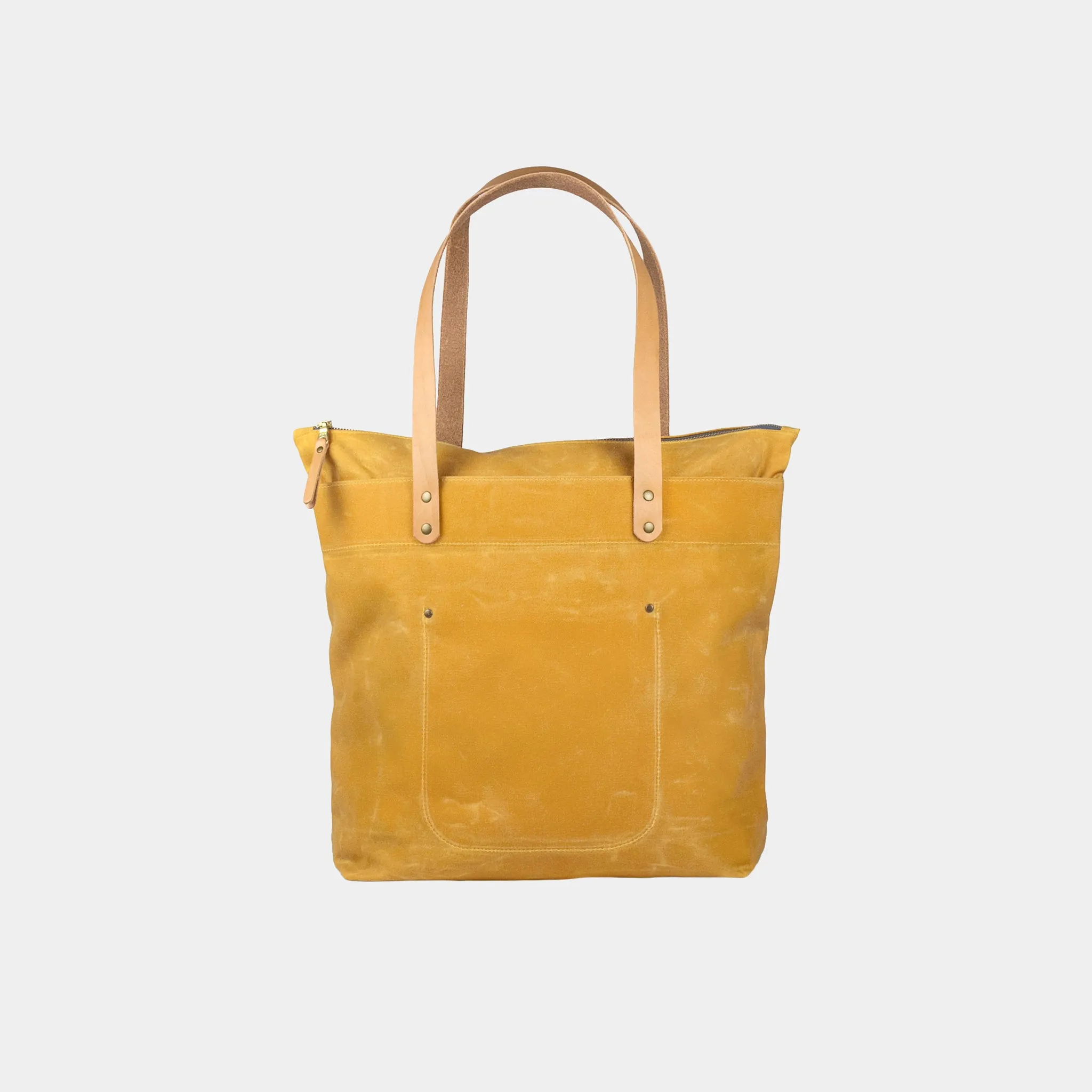 Zipper Waxed Canvas Tote Bag